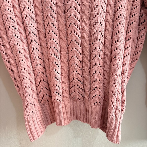 moon & madison Twist Back V-Neck Textured Knit Pink Sweater - Picture 8 of 14